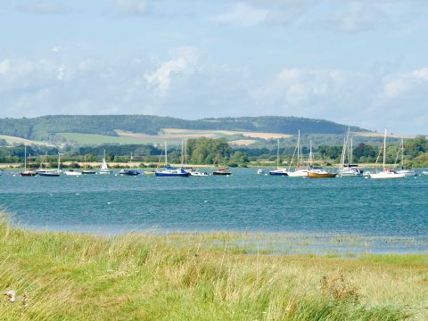 Chichester harbour landscape to south downs